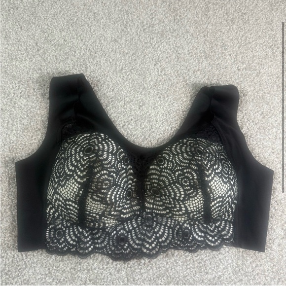 2-Pack Black / Cream Lace Sports Bra Camis – Size XXL (Fits XL/XXL) - Picture 3 of 8